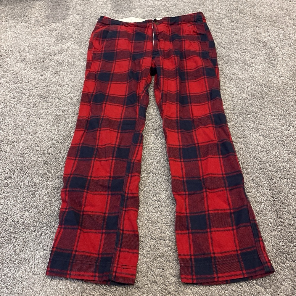 Abercrombie & Fitch Pants Mens Medium Red Plaid Flannel Pajama Drawstring Lounge